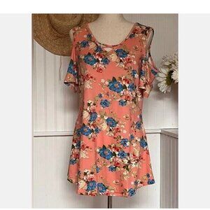 COZY COLLECTION USA SZ M Cute Dress  Light Coral Floral Print  Summer!  Summer!!
